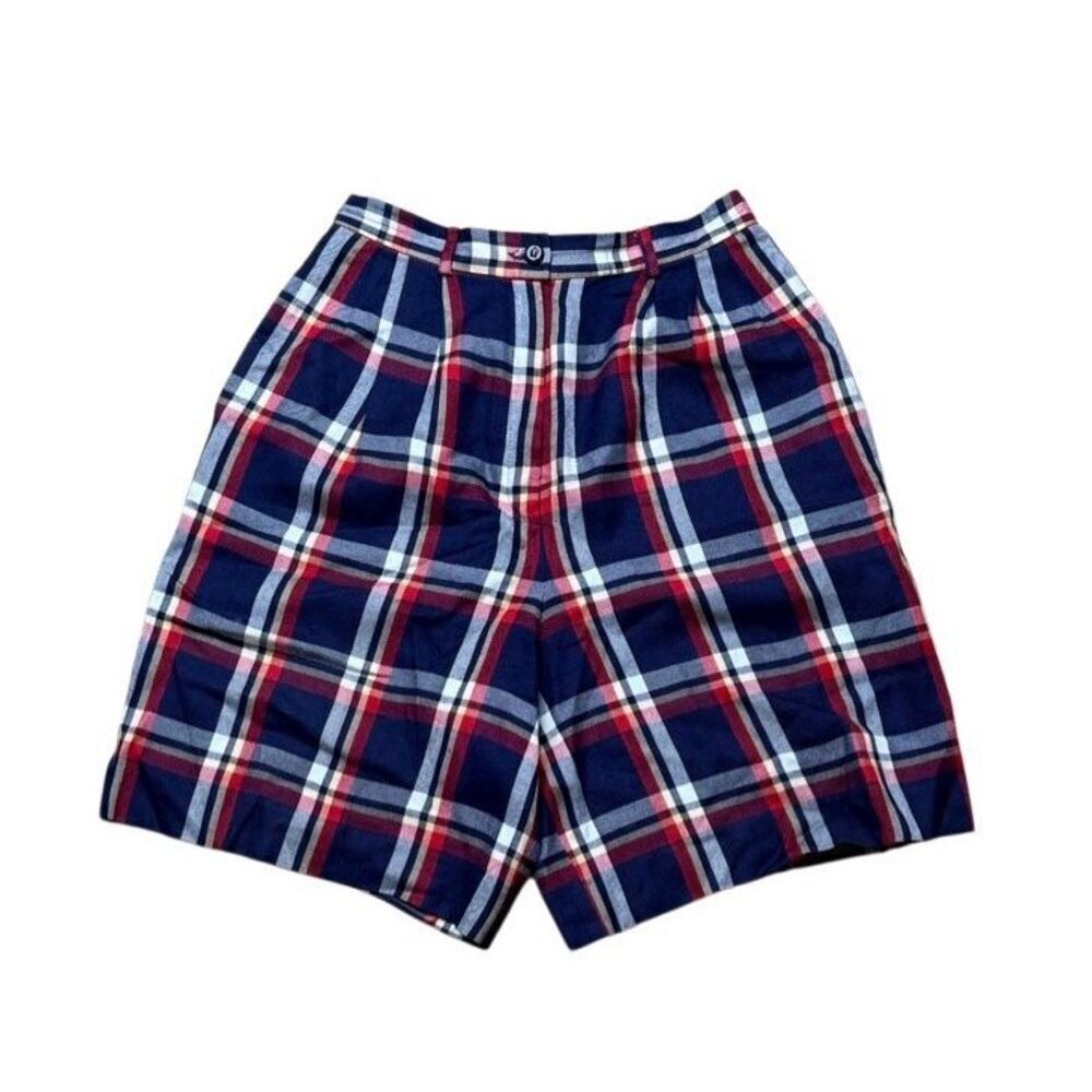90s Vintage Pendleton Plaid Wool Bermuda Shorts 8P Blue